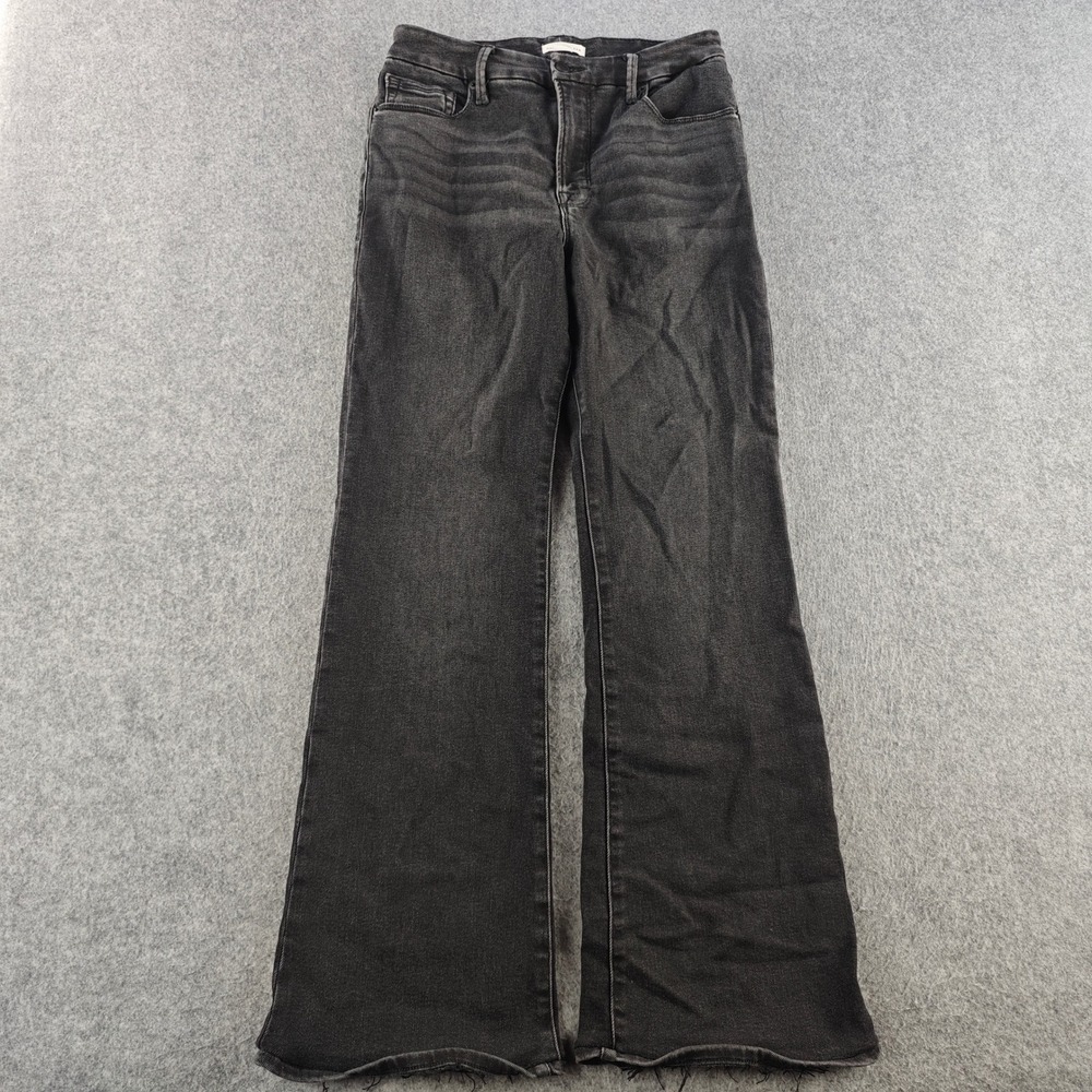 Good American Good Legs Flare Jeans Womens 6/28 Black High Rise Denim Stretch